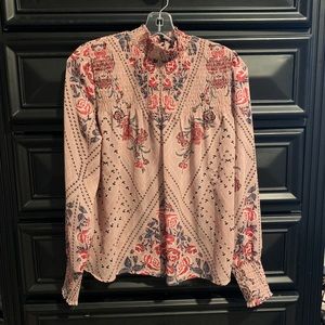floral mock neck blouse
